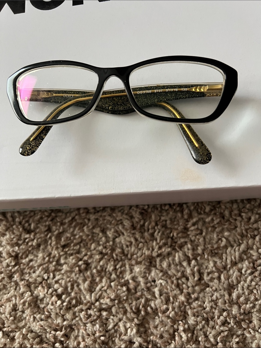 D&G Black and Gold Rectangular cat eye butterfly Women's Glasses
